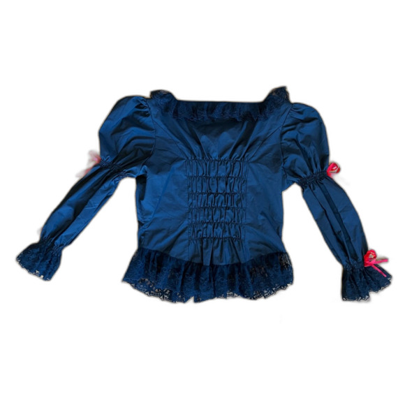 Dress Like A Pirate Black Praire Lace Fairy Blouse Top Women's Size Small - Picture 7 of 10